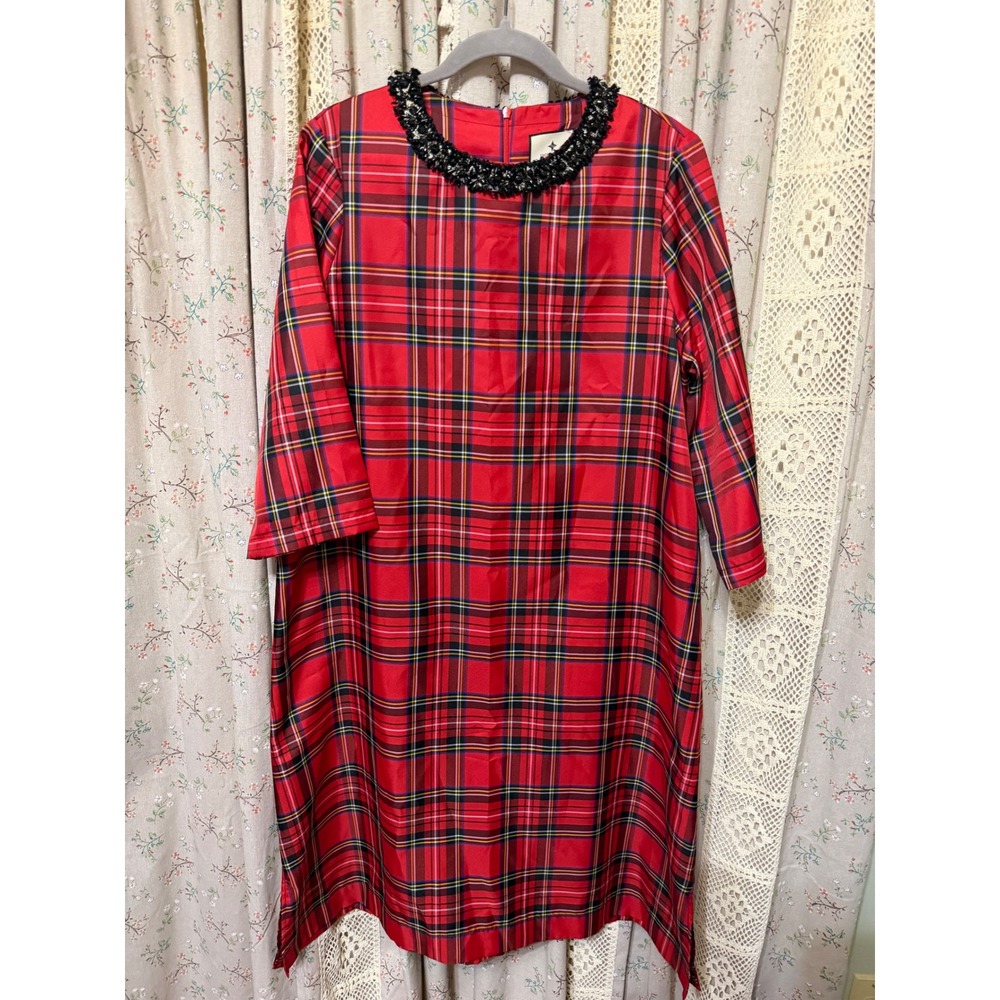 Tuckernuck Jamie Dress Royal Stewart Tartan Plaid Jeweled Collar L